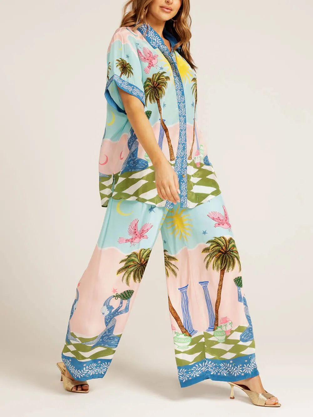 Unique Cree Ethnic Hand-Painted Print Elastic Pocket Wide-Leg Pants sold by Like My Choice product image thumbnail 5