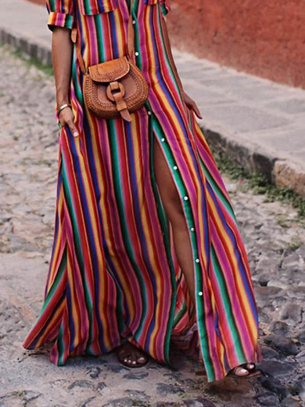 Casual Striped Printed Shirt Maxi Skirt sold by Like My Choice product image thumbnail 3