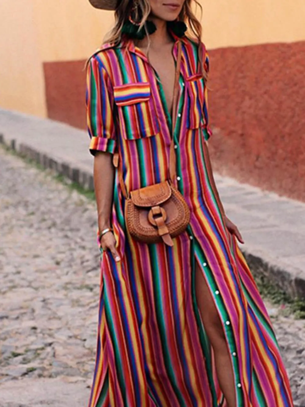 Casual Striped Printed Shirt Maxi Skirt sold by Like My Choice product image thumbnail 2