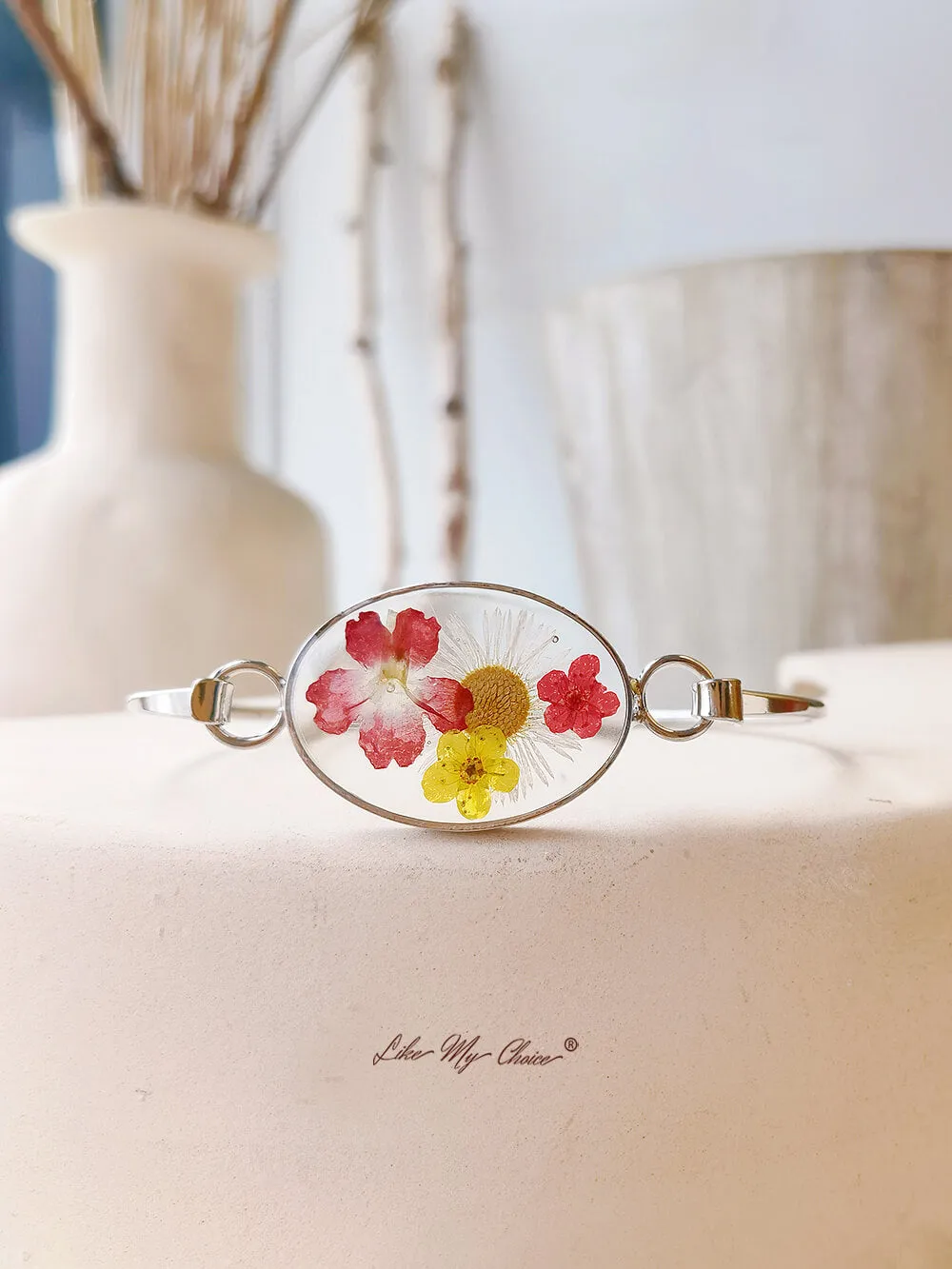 Handmade Resin Dried Flowers Adjustable Bracelet sold by Like My Choice