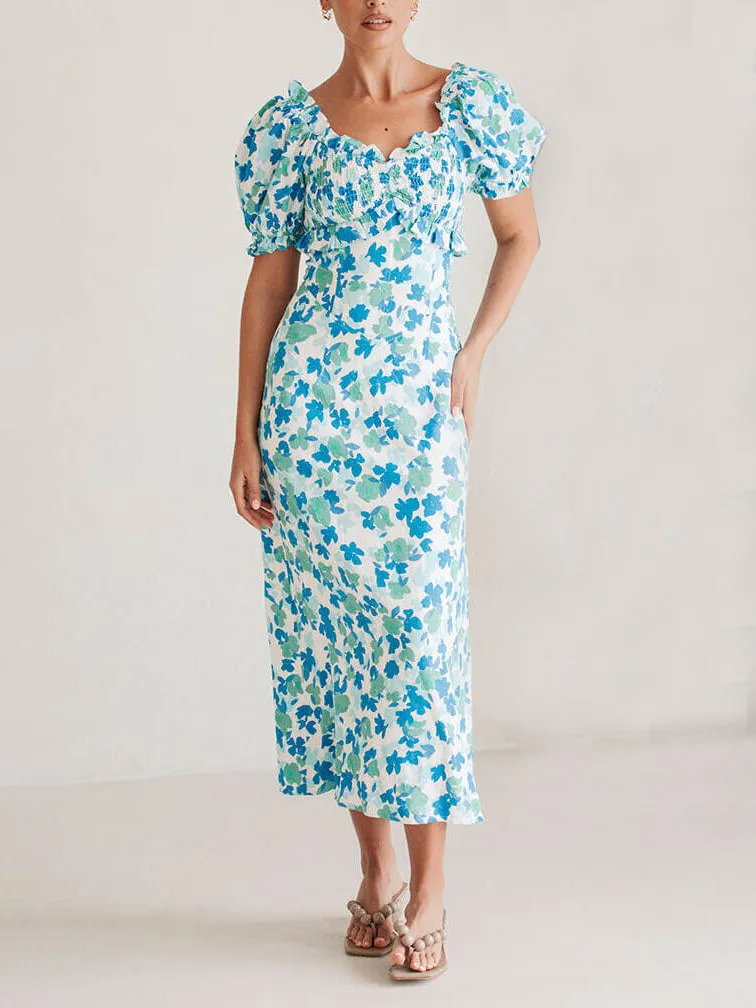 Summer Fresh Floral Off-Shoulder Midi Dress sold by Like My Choice