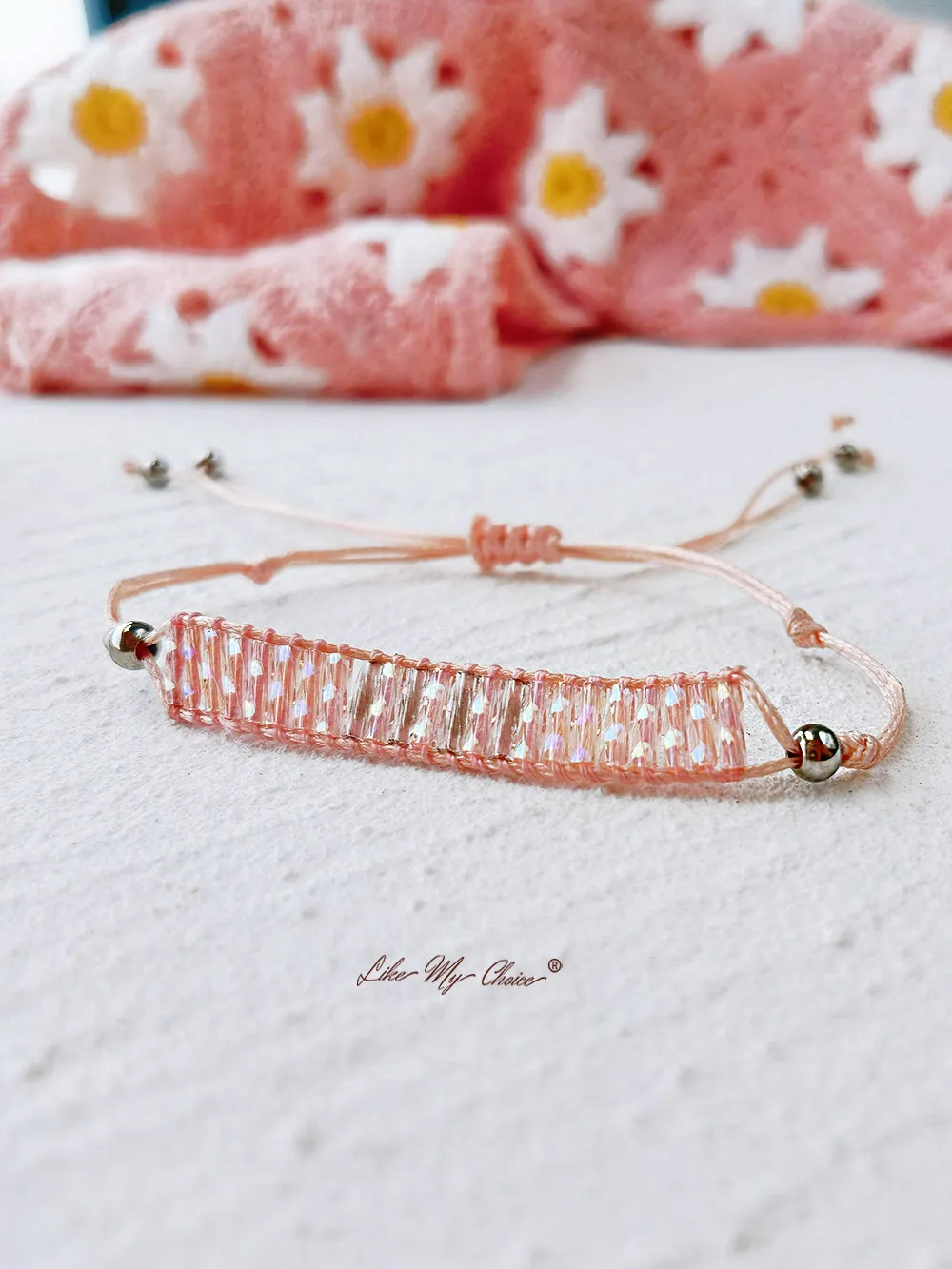 Adjustable Drawstring Beaded Bracelet Pink Bali Stack sold by Like My Choice product image thumbnail 2