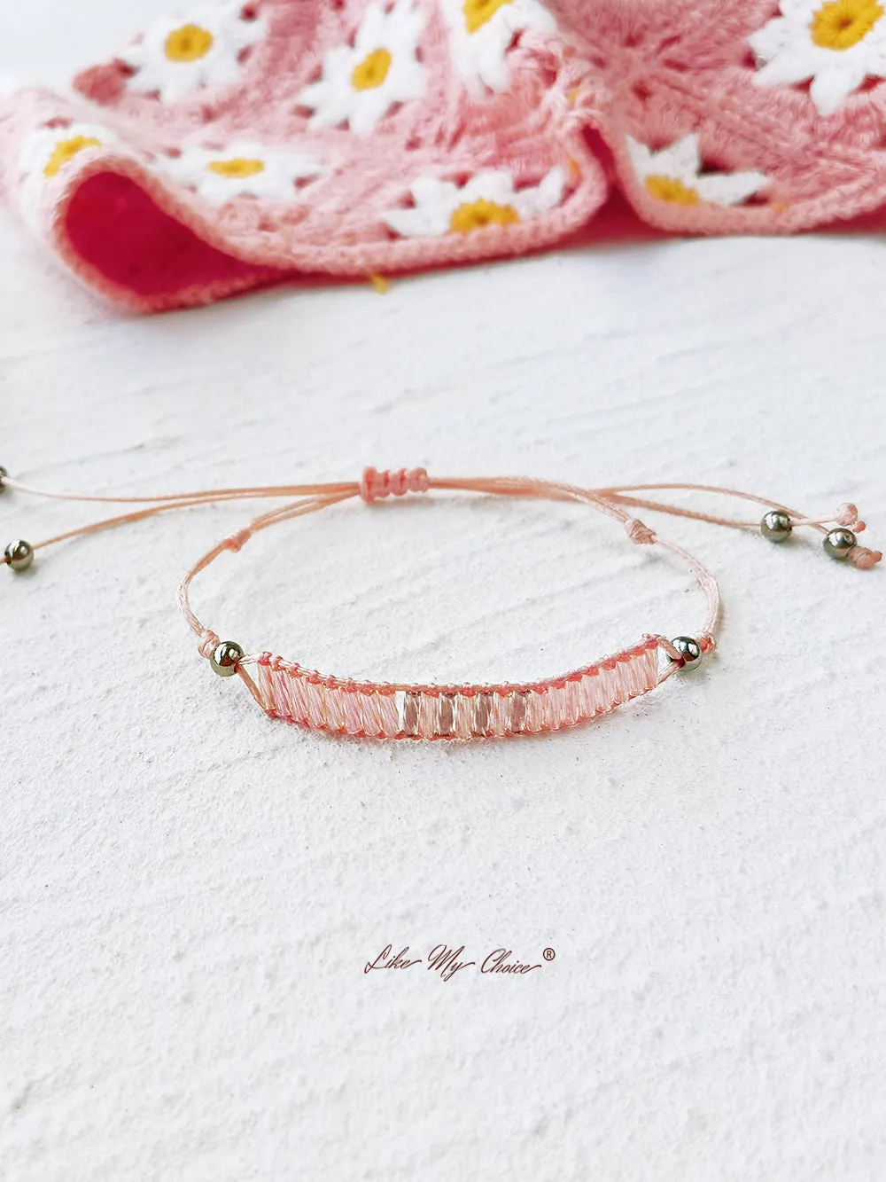 Adjustable Drawstring Beaded Bracelet Pink Bali Stack sold by Like My Choice