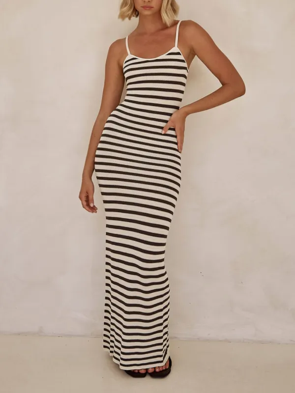 Unique Striped Patchwork Knit Maxi Dress sold by Like My Choice