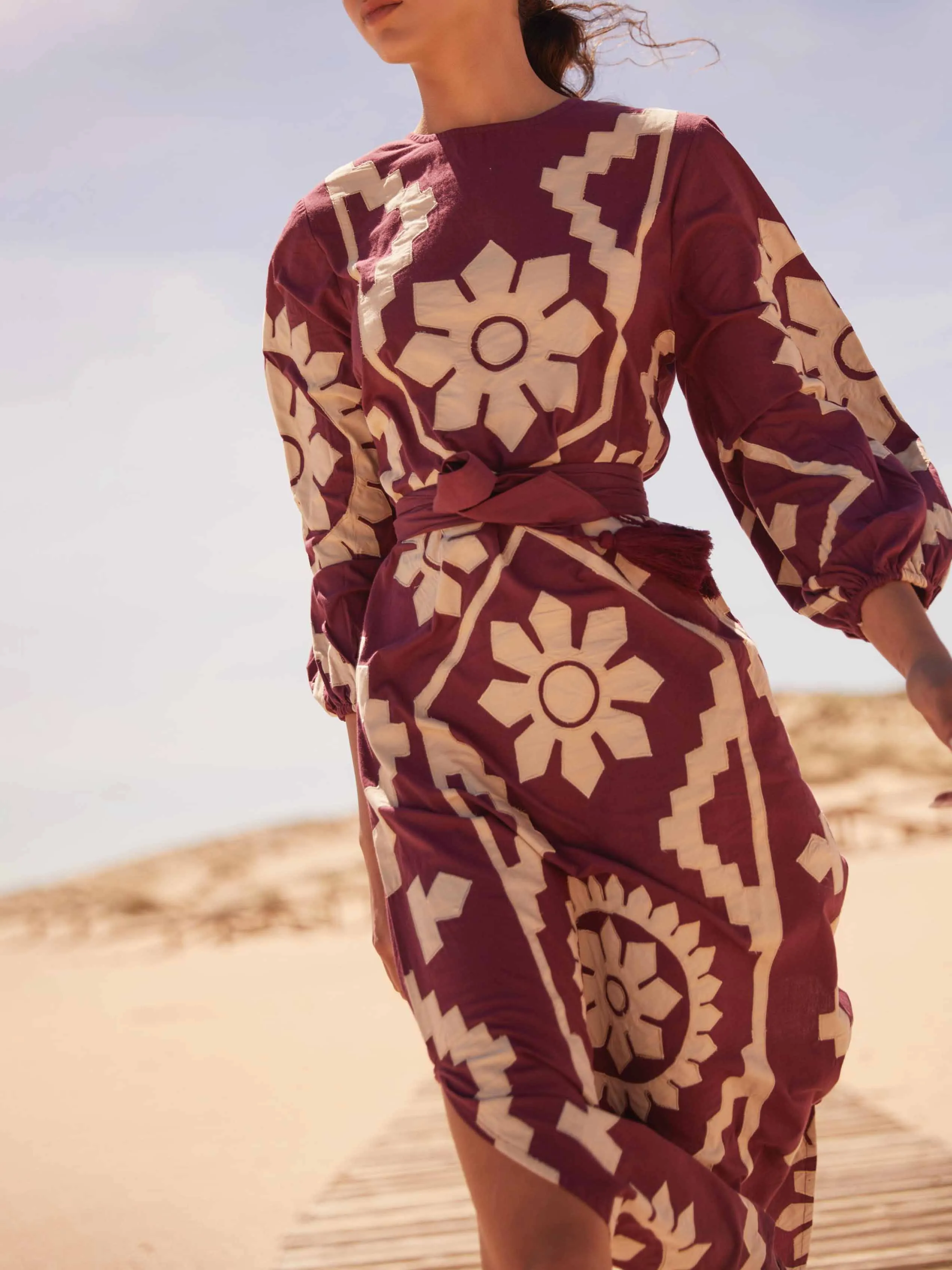 Retro Folk Flower Print Puff Sleeve Midi Dress sold by Like My Choice