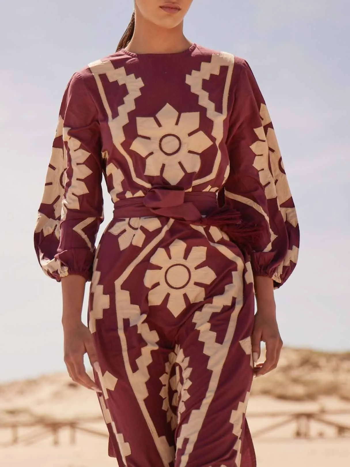 Retro Folk Flower Print Puff Sleeve Midi Dress sold by Like My Choice product image thumbnail 4