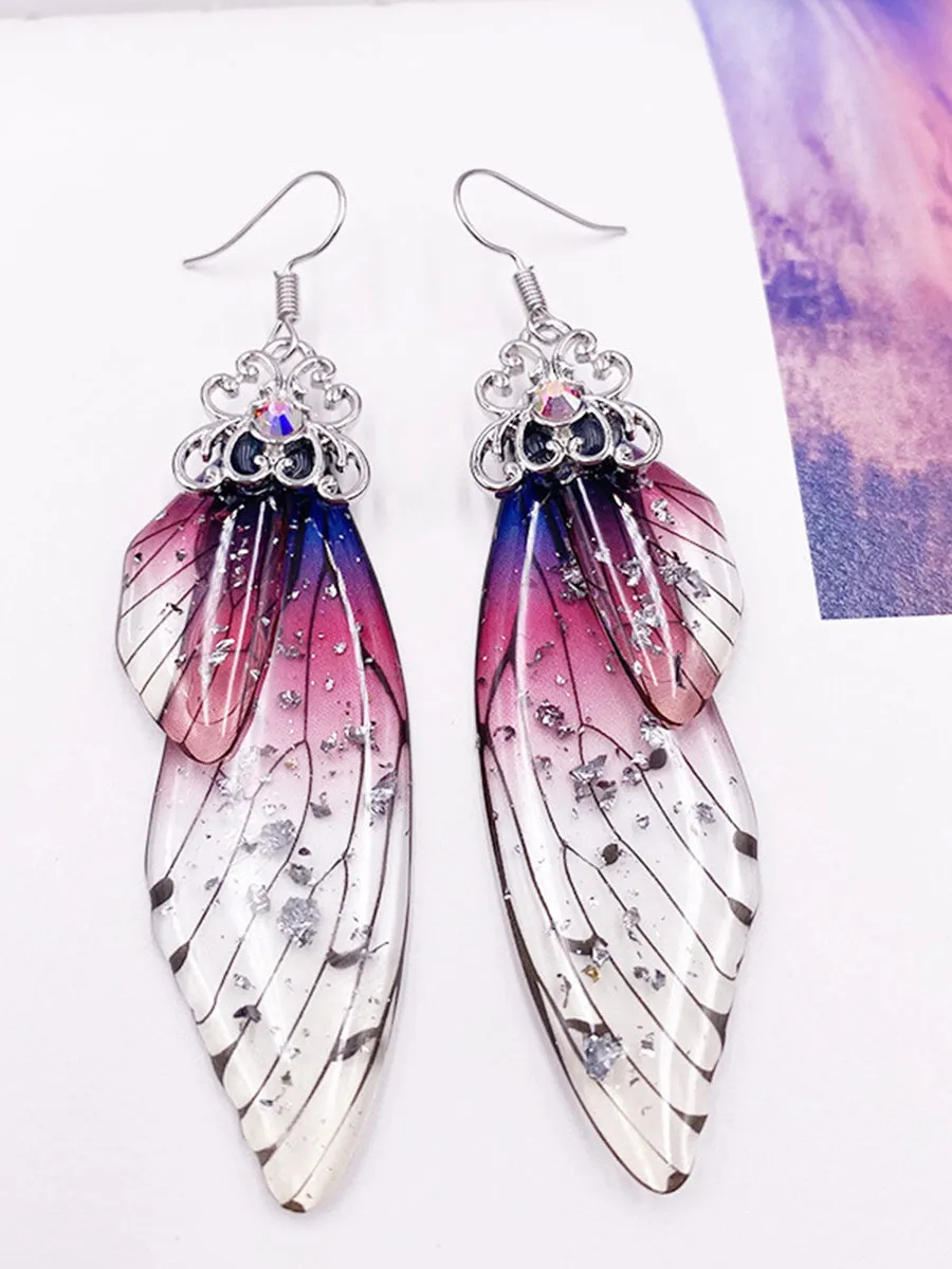 Butterfly Wing Purple Rhinestone Cicada Wing Crystal Earrings sold by Like My Choice product image thumbnail 5