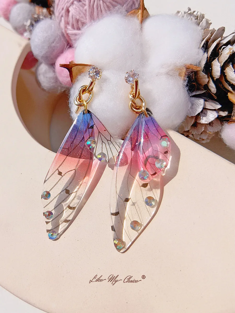 Butterfly Wing Asymmetrical Earring Crystal Diamond Earring sold by Like My Choice
