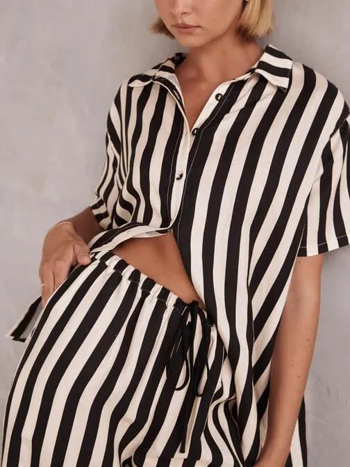 Resort Casual Striped Loose Shirt sold by Like My Choice
