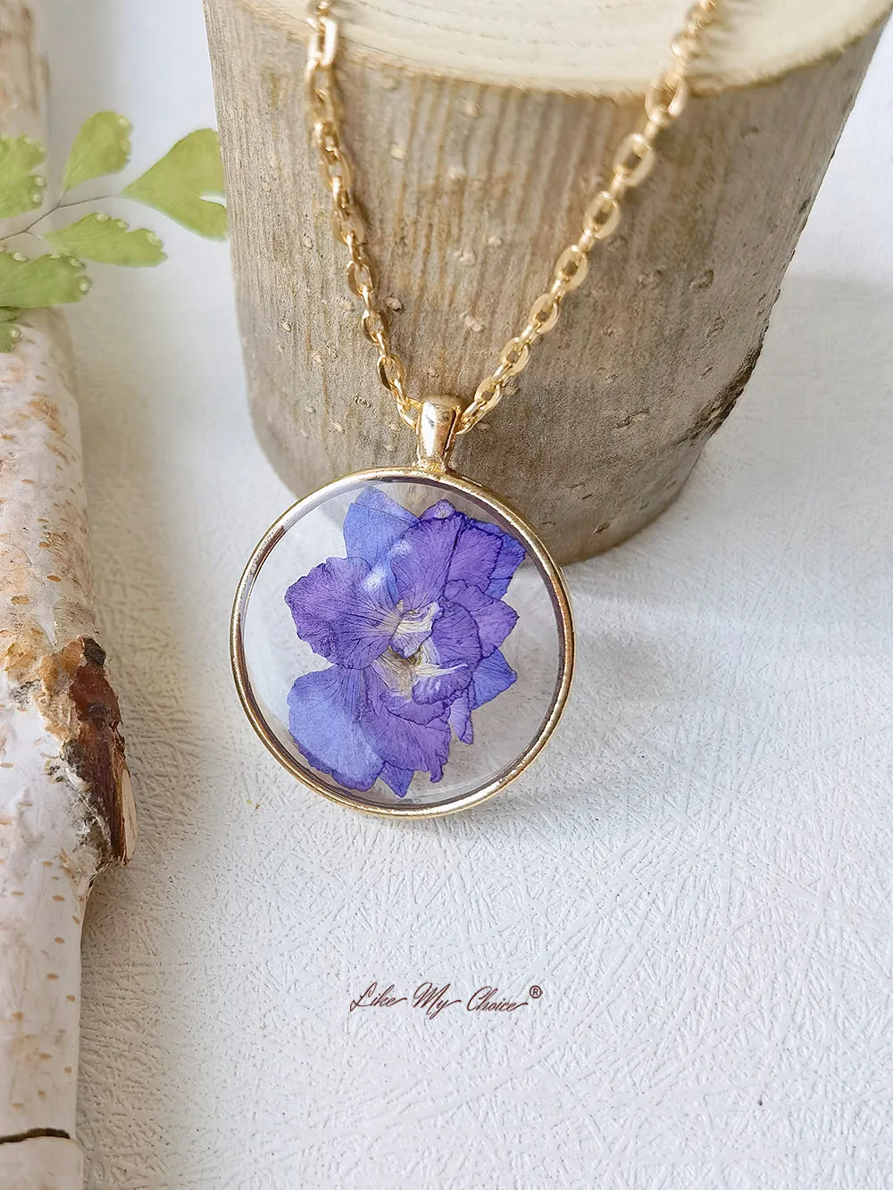 Violets Pressed Flower Necklace sold by Like My Choice