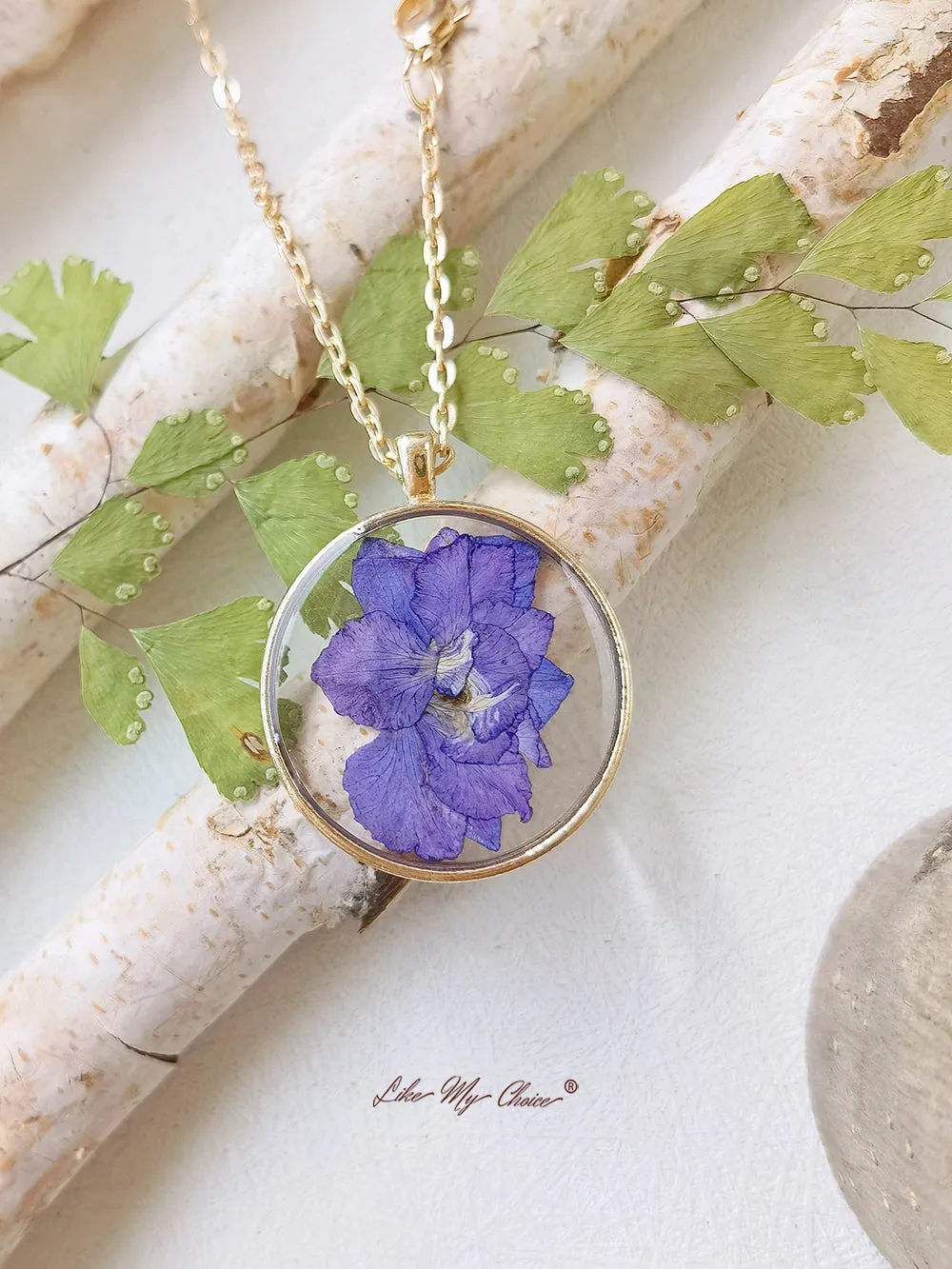 Violets Pressed Flower Necklace sold by Like My Choice product image thumbnail 2