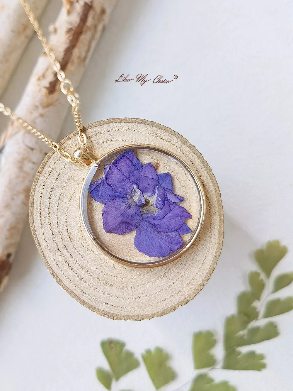 Violets Pressed Flower Necklace sold by Like My Choice product image thumbnail 3