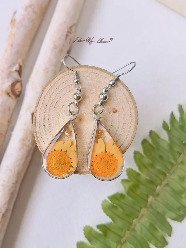 Autumn Garden Flower Embossed Drop Earrings sold by Like My Choice