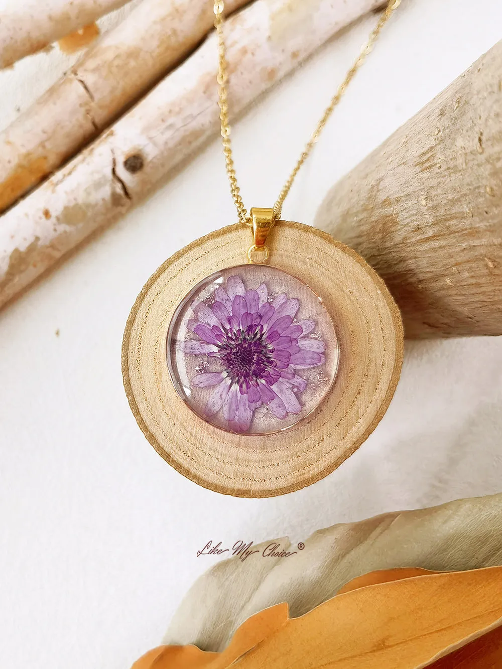 Resin Dried Flower Necklace for Nature Lovers sold by Like My Choice