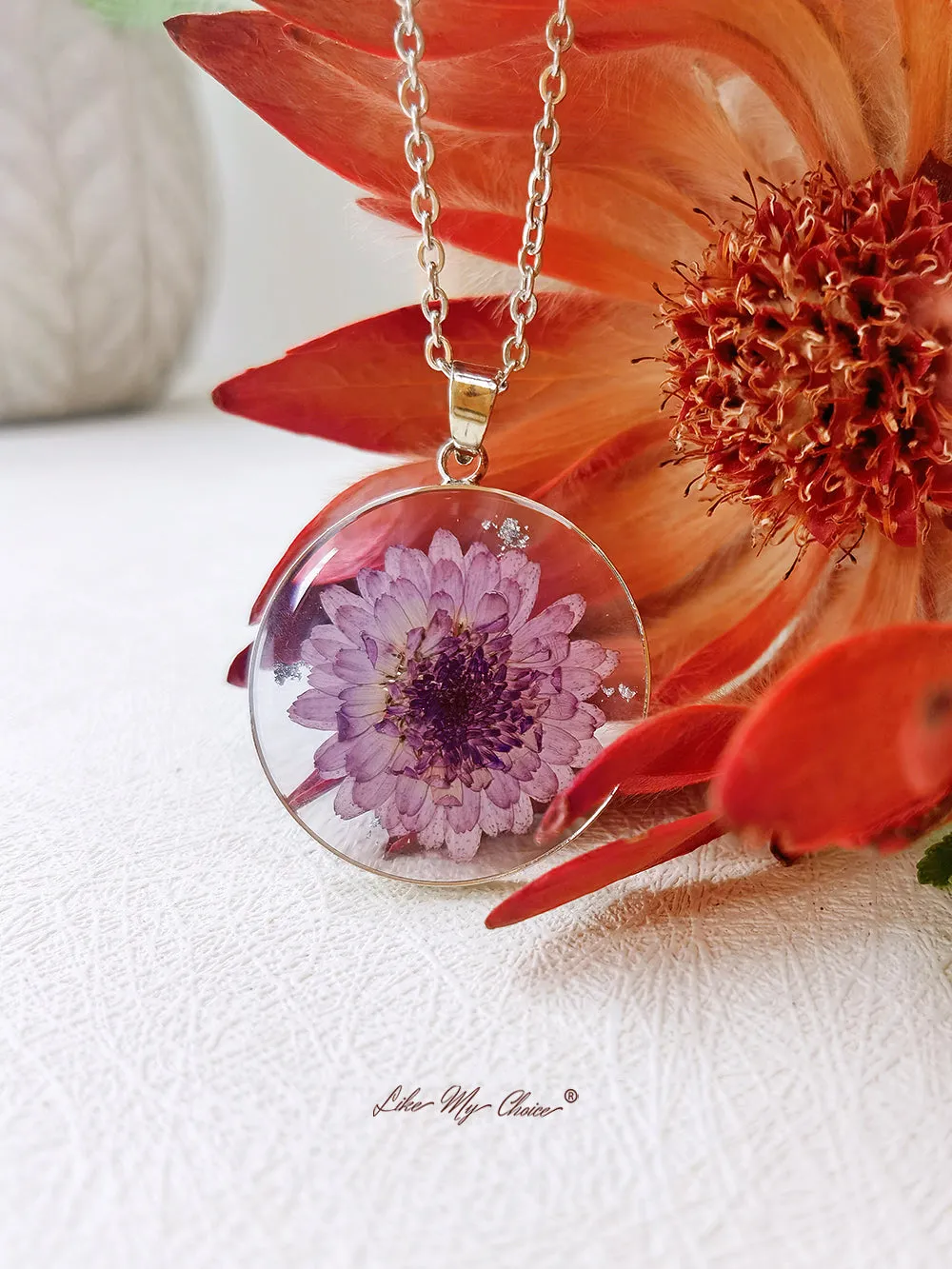 Resin Dried Flower Necklace for Nature Lovers sold by Like My Choice product image thumbnail 5