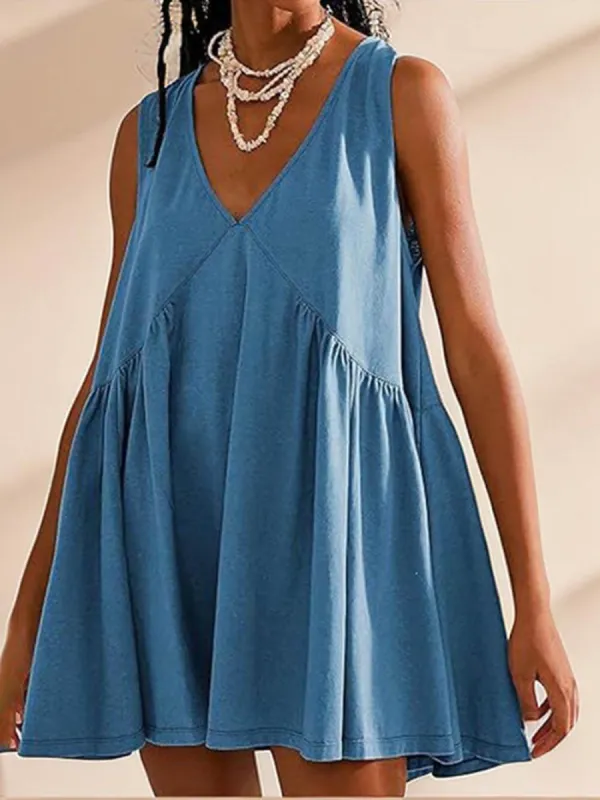 Deep V Wide Strap Mini Tank Dress sold by Like My Choice