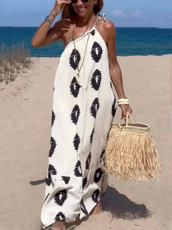 Sunshine Ethnic Print One Shoulder Loose Maxi Dress sold by Like My Choice