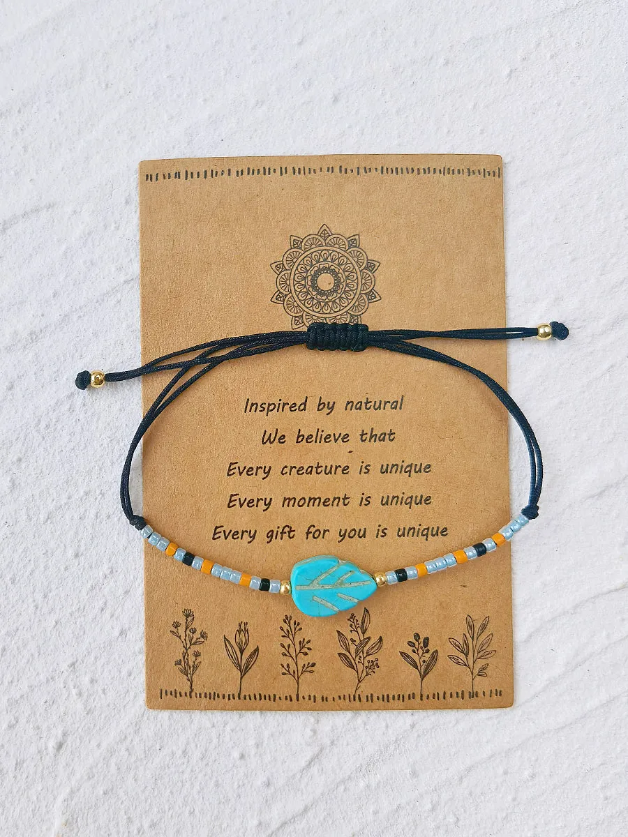 Adjustable Drawstring Beaded Bracelet Turquoise Maple Leaf sold by Like My Choice product image thumbnail 4