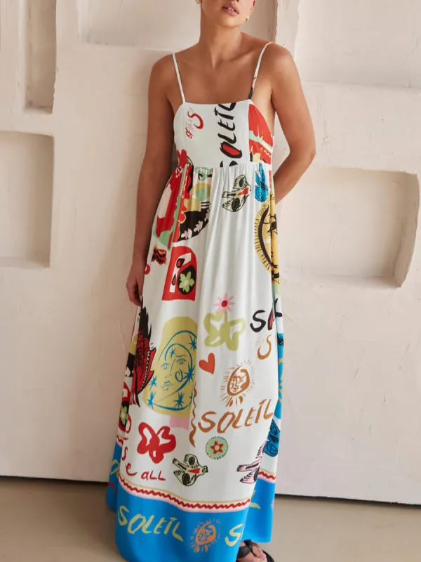 Refined Sensation Satin Unique Print Maxi Dress sold by Like My Choice