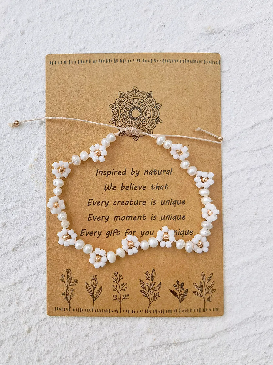 Adjustable Drawstring Beaded Bracelet White Daisy sold by Like My Choice product image thumbnail 4