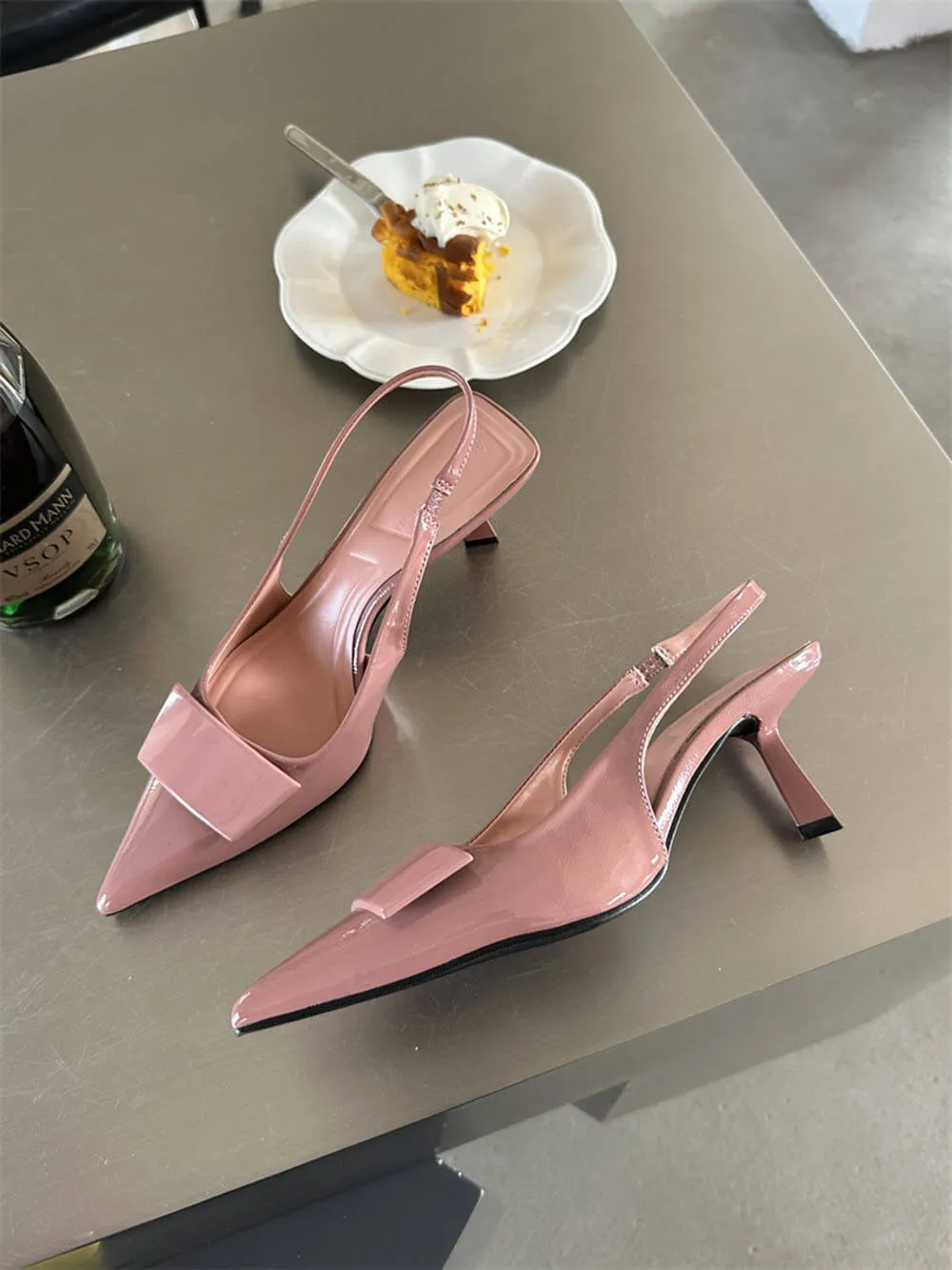 Square Buckle Pointed Toe Stiletto Mid Heel Cap Toe Sandals sold by Like My Choice product image thumbnail 2