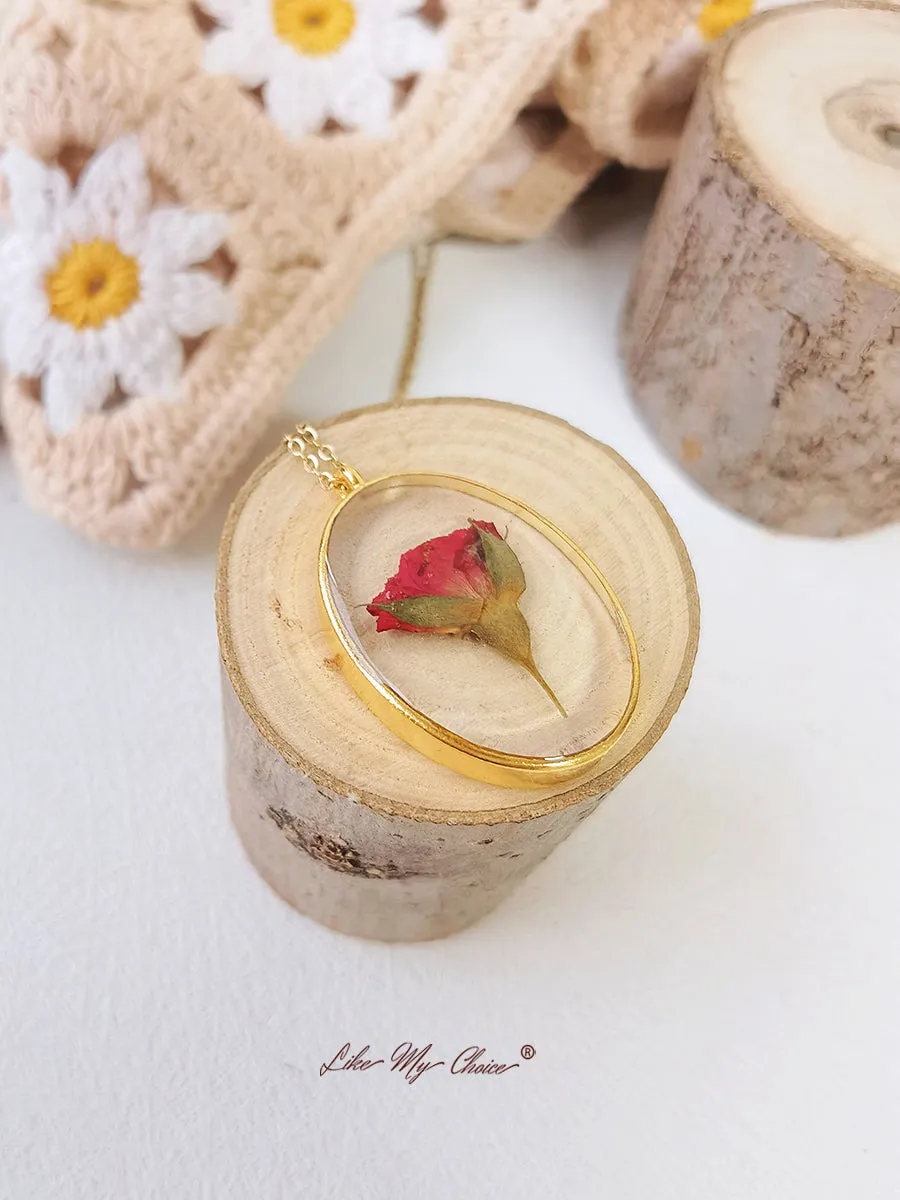 Red Rose Bud Dainty Handmade Gold Necklace sold by Like My Choice product image thumbnail 4