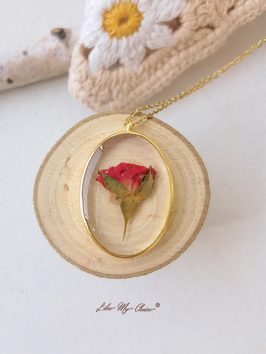 Red Rose Bud Dainty Handmade Gold Necklace sold by Like My Choice