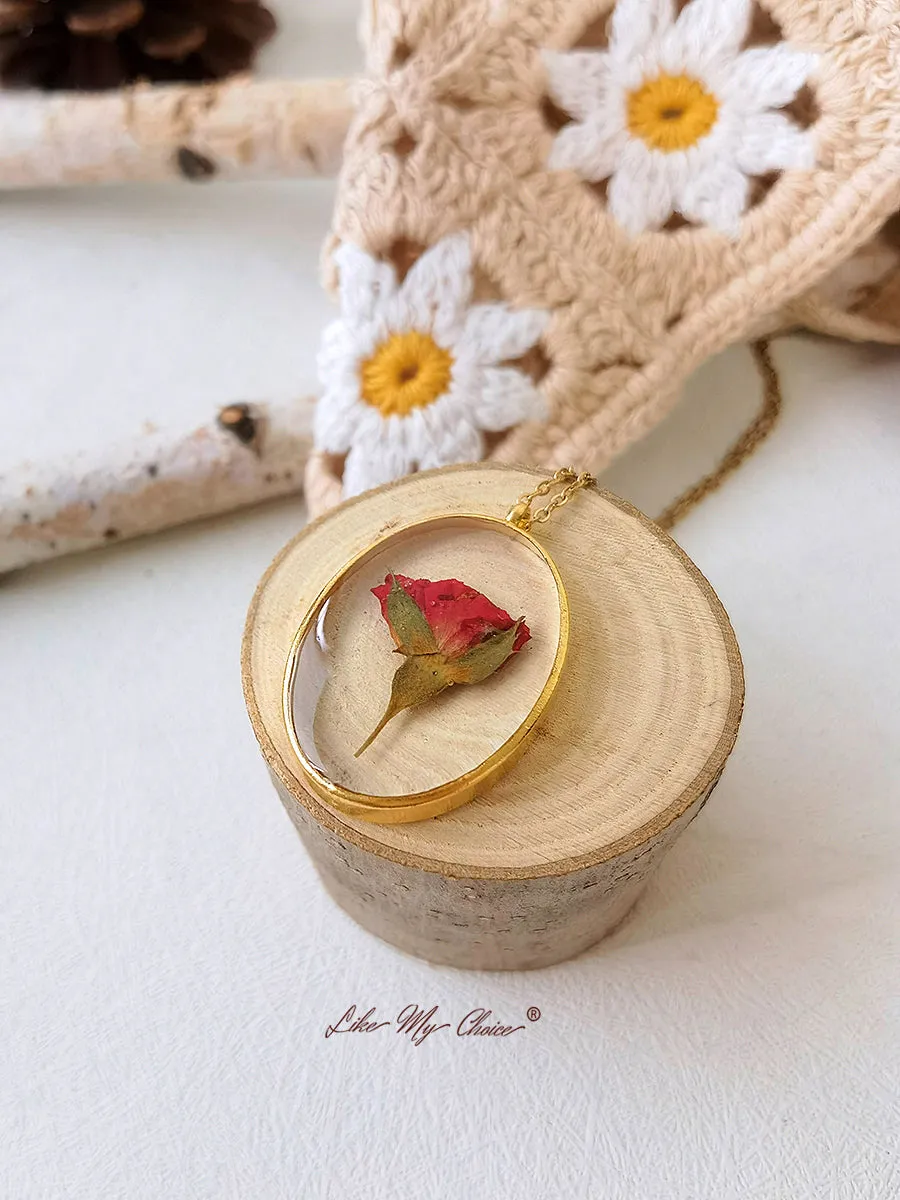 Red Rose Bud Dainty Handmade Gold Necklace sold by Like My Choice product image thumbnail 2
