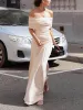 Elegant Sexy Off-the-shoulder Pleated Long Dress sold by Like My Choice