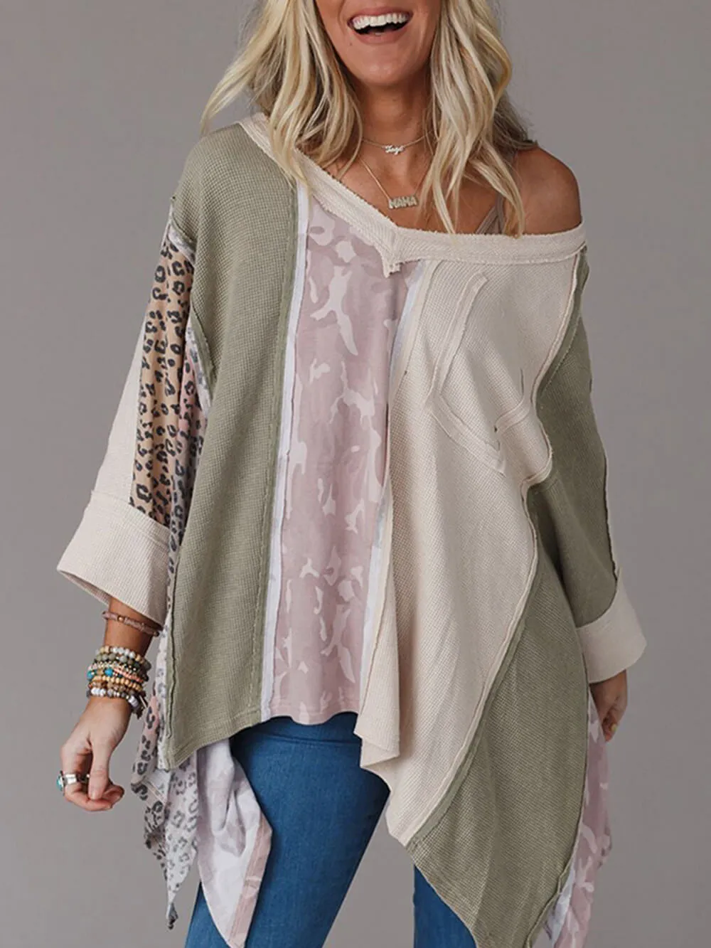 Casual Leopard Print Patchwork Sweatshirt sold by Like My Choice product image thumbnail 3