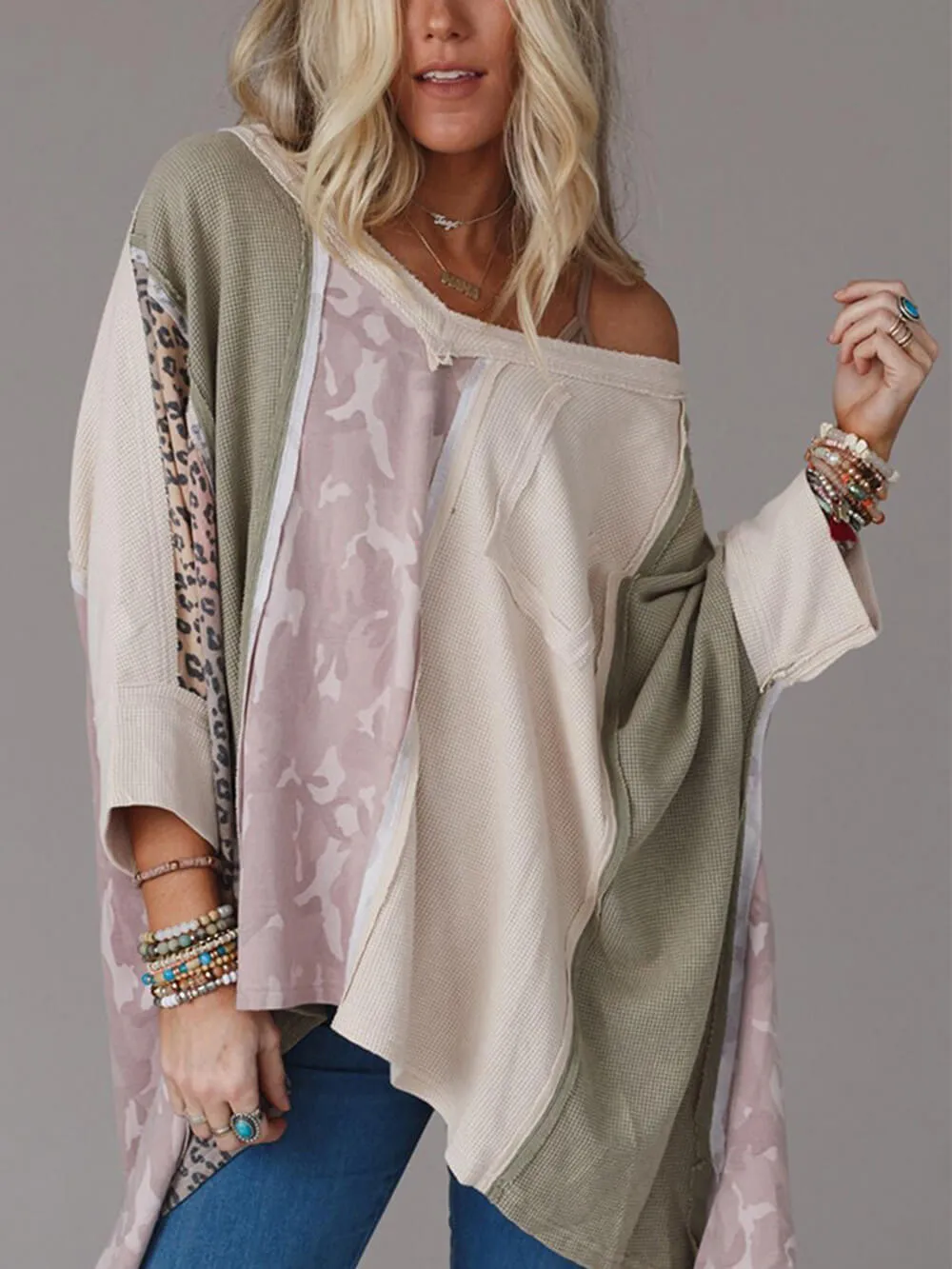 Casual Leopard Print Patchwork Sweatshirt sold by Like My Choice