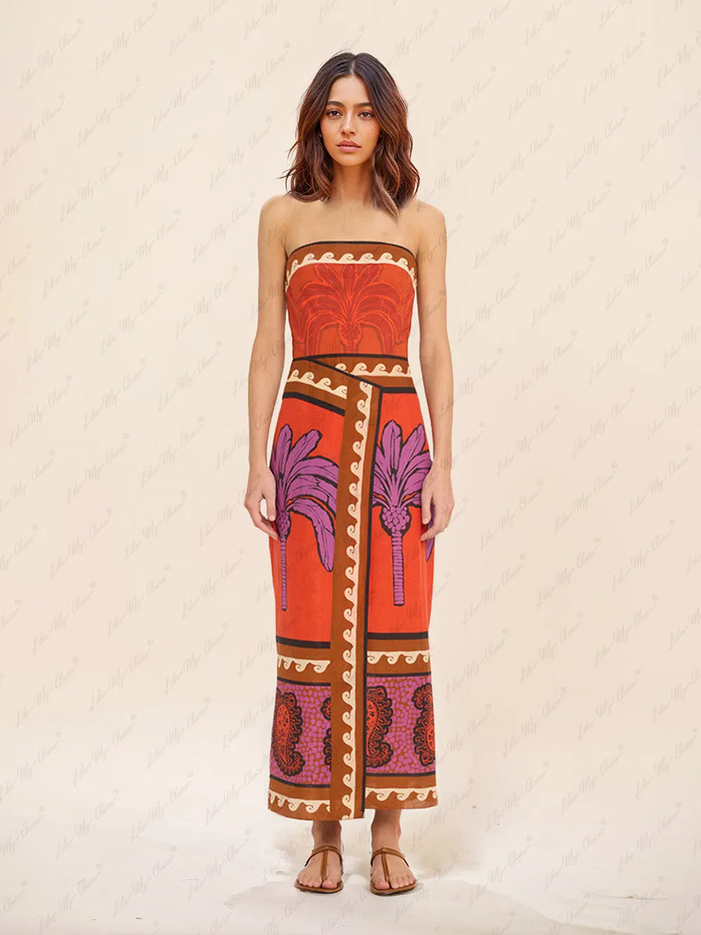 Unique Palm Tree Floral Off-Shoulder Midi Dress sold by Like My Choice product image thumbnail 2