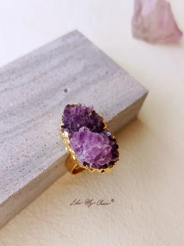 Natural Amethyst Gold Plated Ring sold by Like My Choice