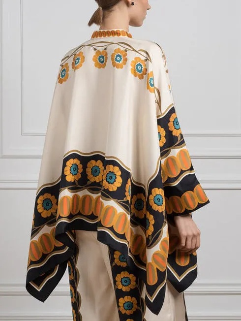 Satin Exquisite Flower Print Bat Sleeve Shirt sold by Like My Choice product image thumbnail 3