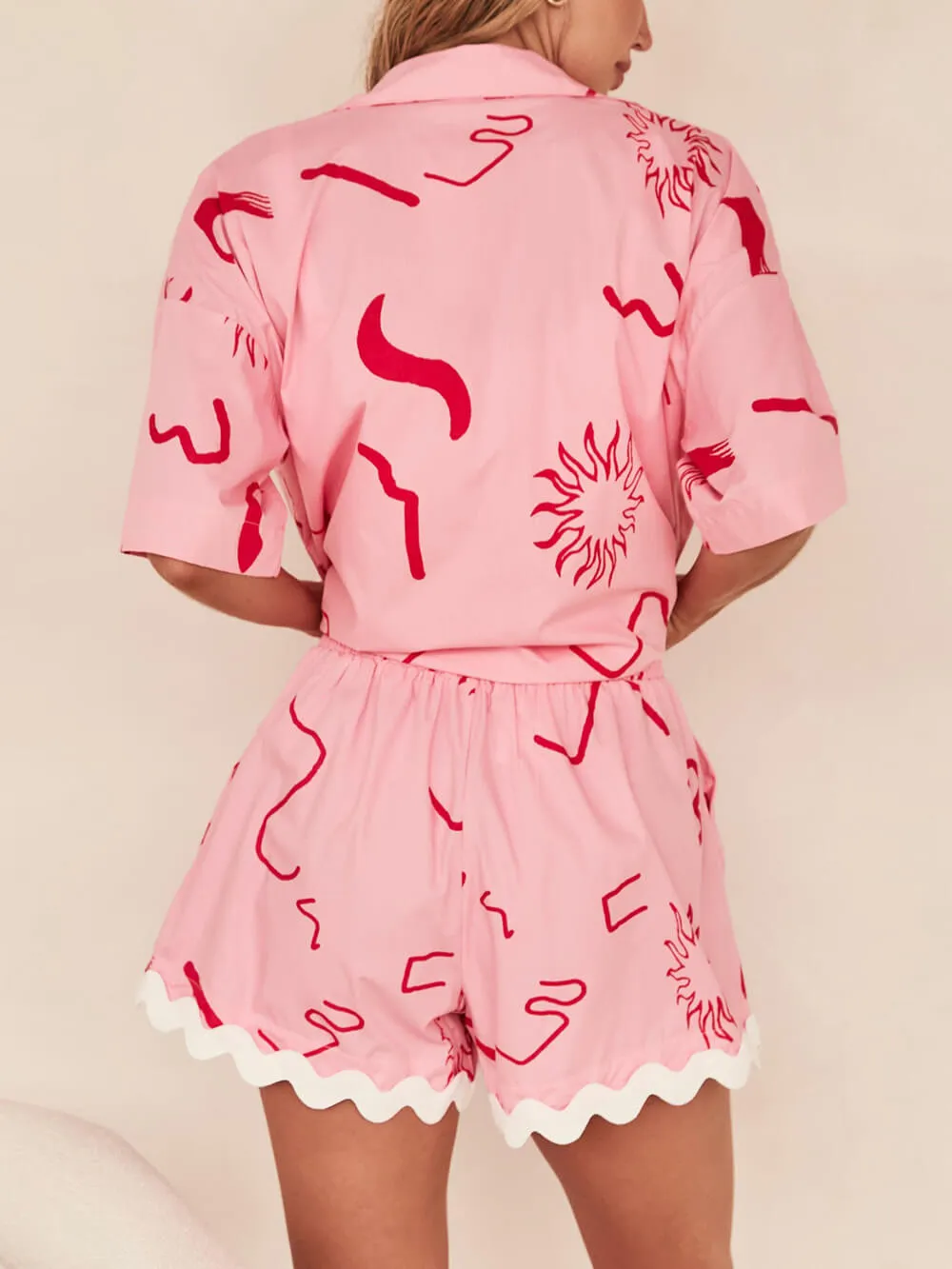 Short-Sleeved Printed Vacation Casual Two-Piece Set sold by Like My Choice product image thumbnail 3