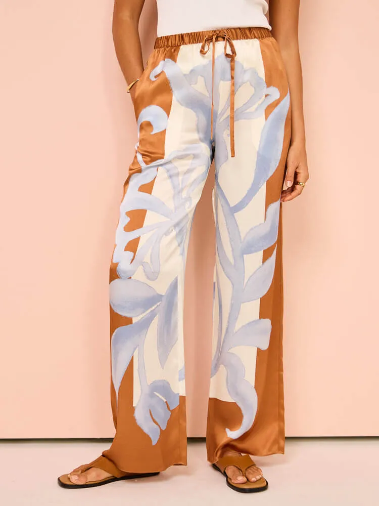 Exquisite Contrast Tie-Dye Floral Loose Wide-Leg Trousers sold by Like My Choice