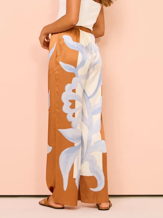 Exquisite Contrast Tie-Dye Floral Loose Wide-Leg Trousers sold by Like My Choice product image thumbnail 3