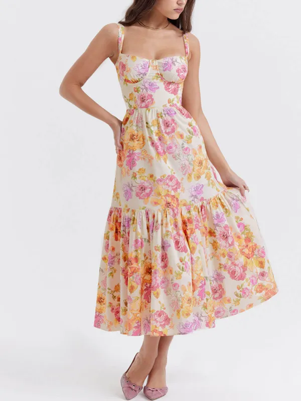 Strap A-Hem Floral Midi Dress sold by Like My Choice