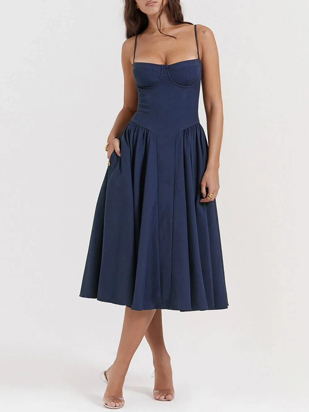 V-Neck Strapless Midi Dress sold by Like My Choice