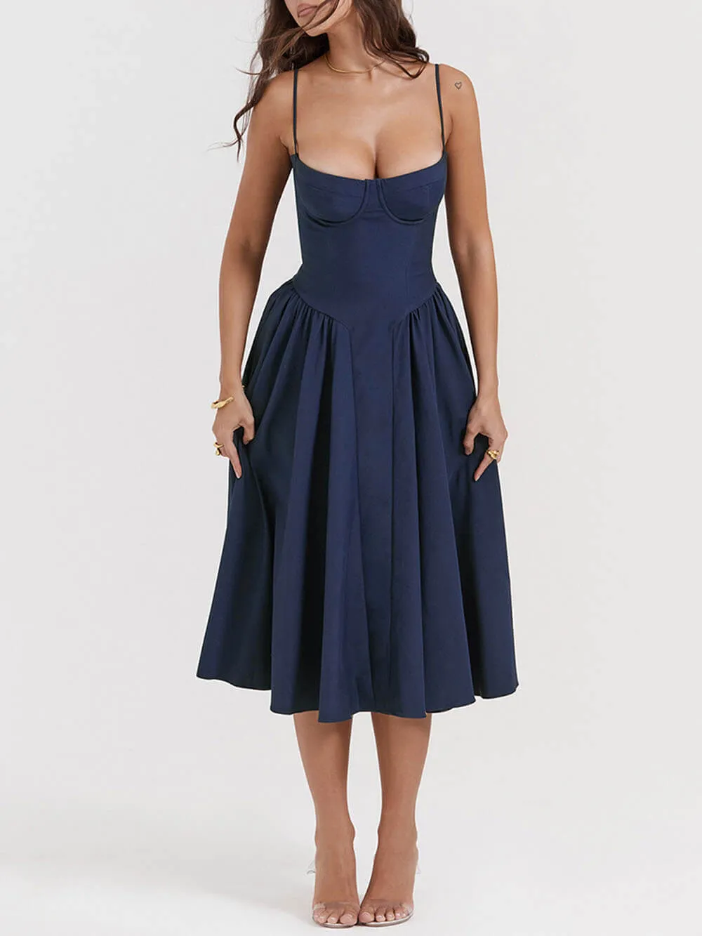 V-Neck Strapless Midi Dress sold by Like My Choice product image thumbnail 5
