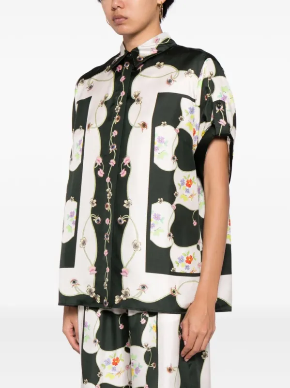 Floral Print Satin Gloss Shirt sold by Like My Choice