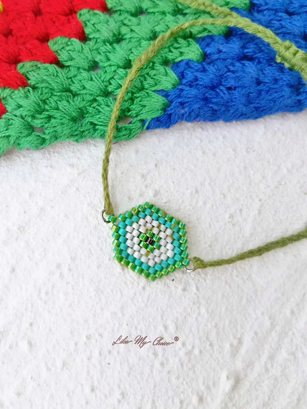 Adjustable Drawstring Beaded Bracelet Emerald Geometry sold by Like My Choice product image thumbnail 2