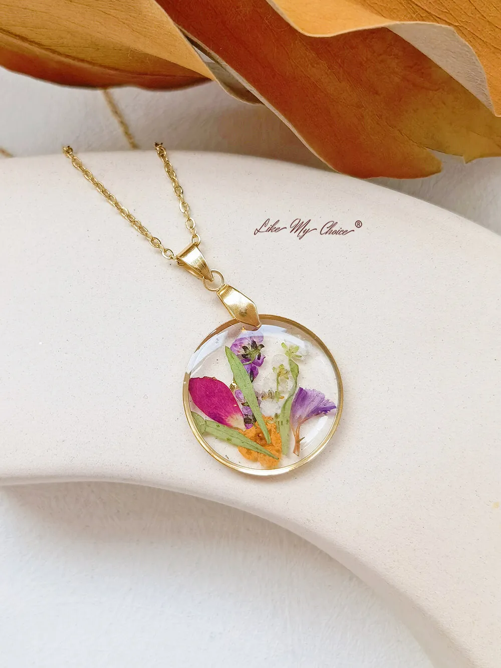 Handmade Birth Flower Bouquet Pressed Resin Pendant Necklaces-May flower sold by Like My Choice product image thumbnail 4