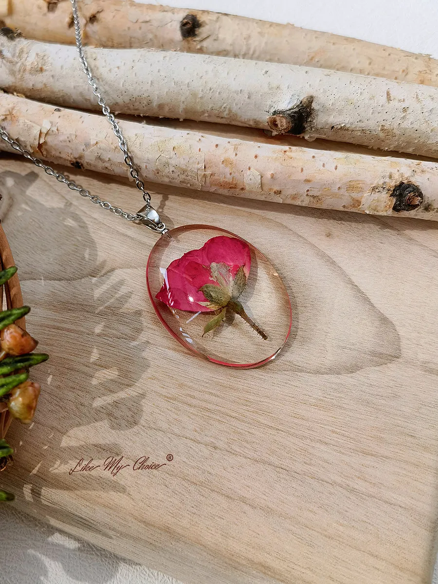 Pressed Flower Necklace - Rose Resin sold by Like My Choice product image thumbnail 4