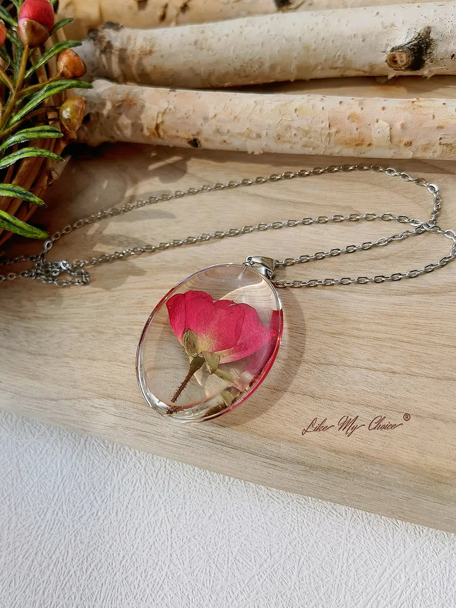 Pressed Flower Necklace - Rose Resin sold by Like My Choice product image thumbnail 3