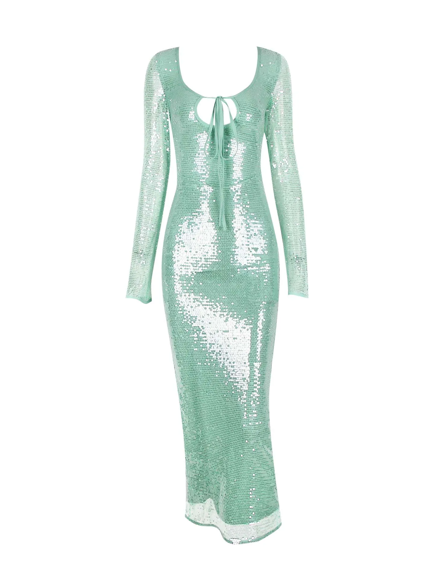 High-End V-Neck Sexy Sequined Slit Maxi Dress sold by Like My Choice product image thumbnail 2