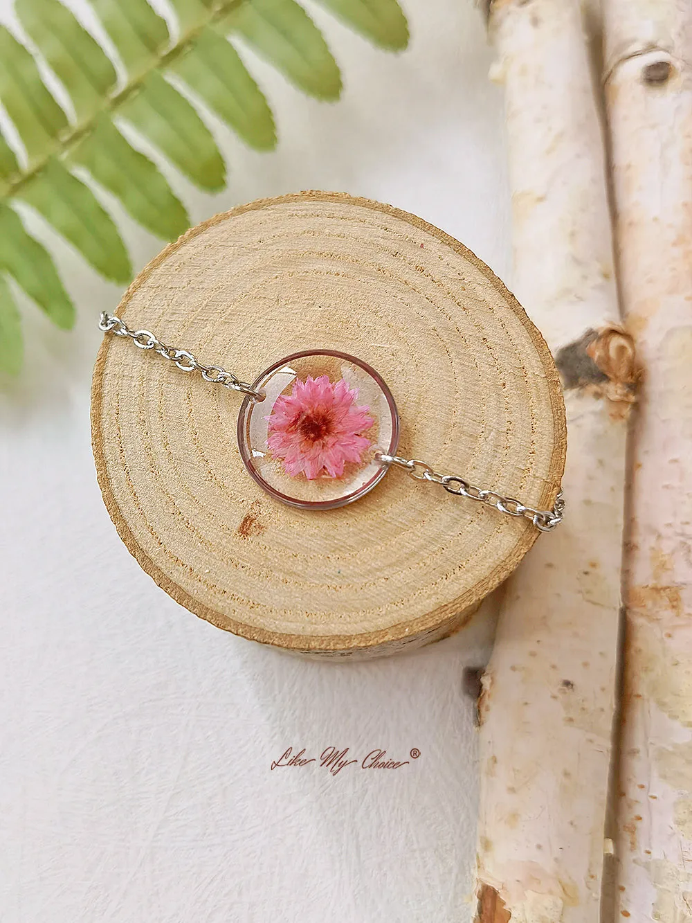 Cosmos Sulphureus Handmade Pressed Flower Resin Round Bracelet sold by Like My Choice product image thumbnail 4
