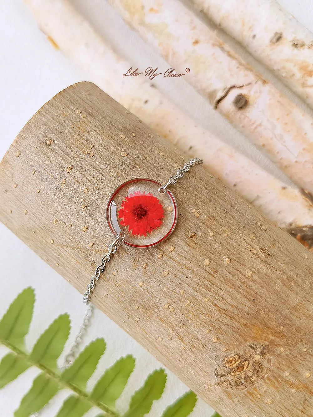 Cosmos Sulphureus Handmade Pressed Flower Resin Round Bracelet sold by Like My Choice product image thumbnail 5
