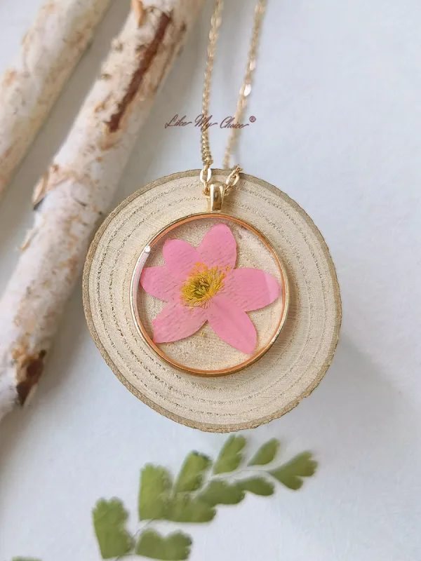 Forget-Me-Not Handmade Pressed Flower Necklace sold by Like My Choice