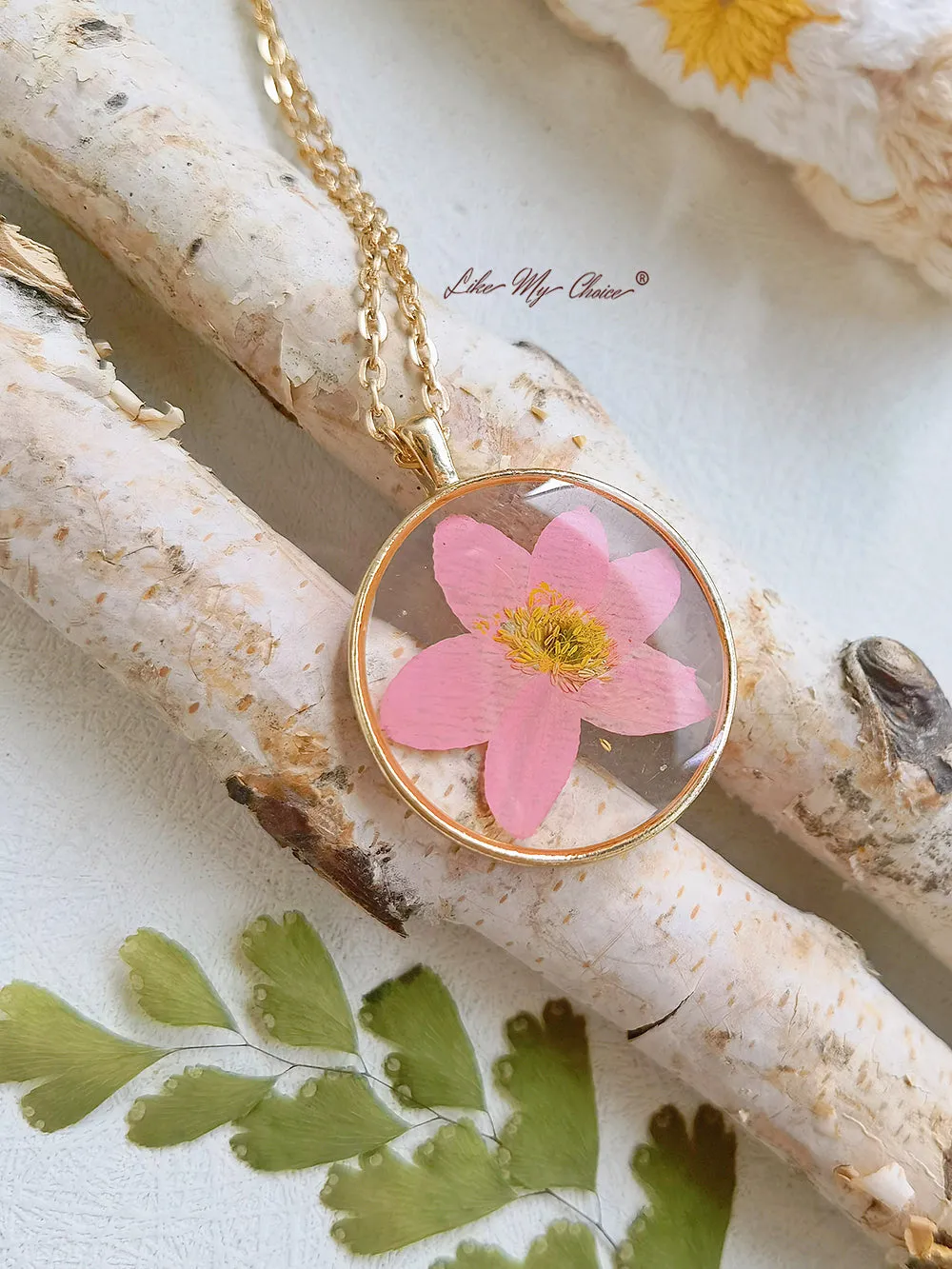 Forget-Me-Not Handmade Pressed Flower Necklace sold by Like My Choice product image thumbnail 2